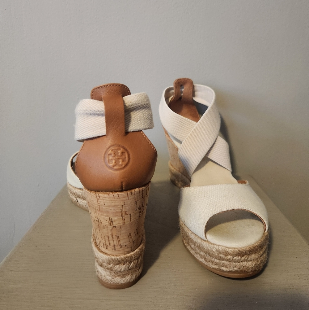 Tory Burch Cream Espadrille Wedges SIZE 9